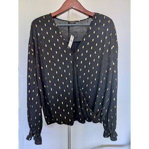 Anthropology Current Air Black & Gold Dot Blouse